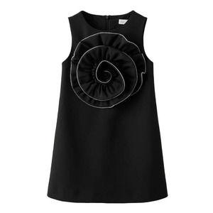 NEW! Zara Flower Applique Rhinestone Sleeveless Formal Black Dress Size 11-12